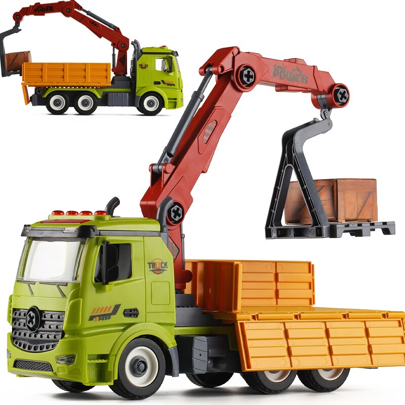 大号耐摔可拆装吊车木材运输小卡车儿童男孩仿真工程汽车模型玩具 可
