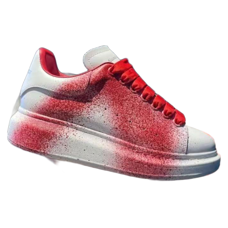 alisandromoquen潮牌喷漆涂鸦真皮小白鞋女鞋新款松糕鞋休闲男鞋厚底