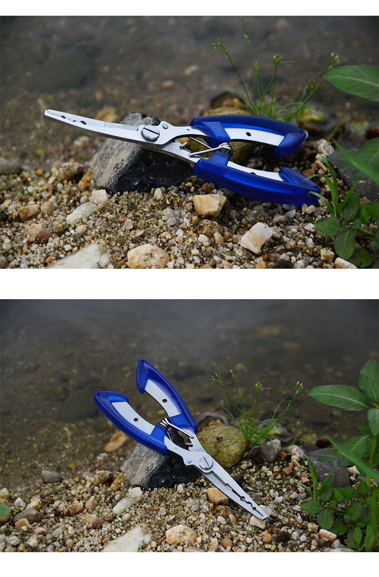 420钢多功能控鱼钳户外多用钓鱼钳子鱼线剪刀取鱼钳垂钓路亚钳子蓝色