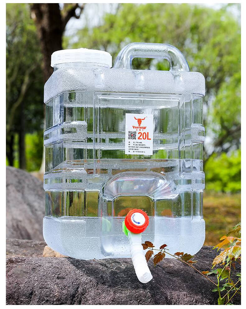 户外水桶家用储水用纯净矿泉车载带龙头蓄水箱食品级塑料透明水桶 20