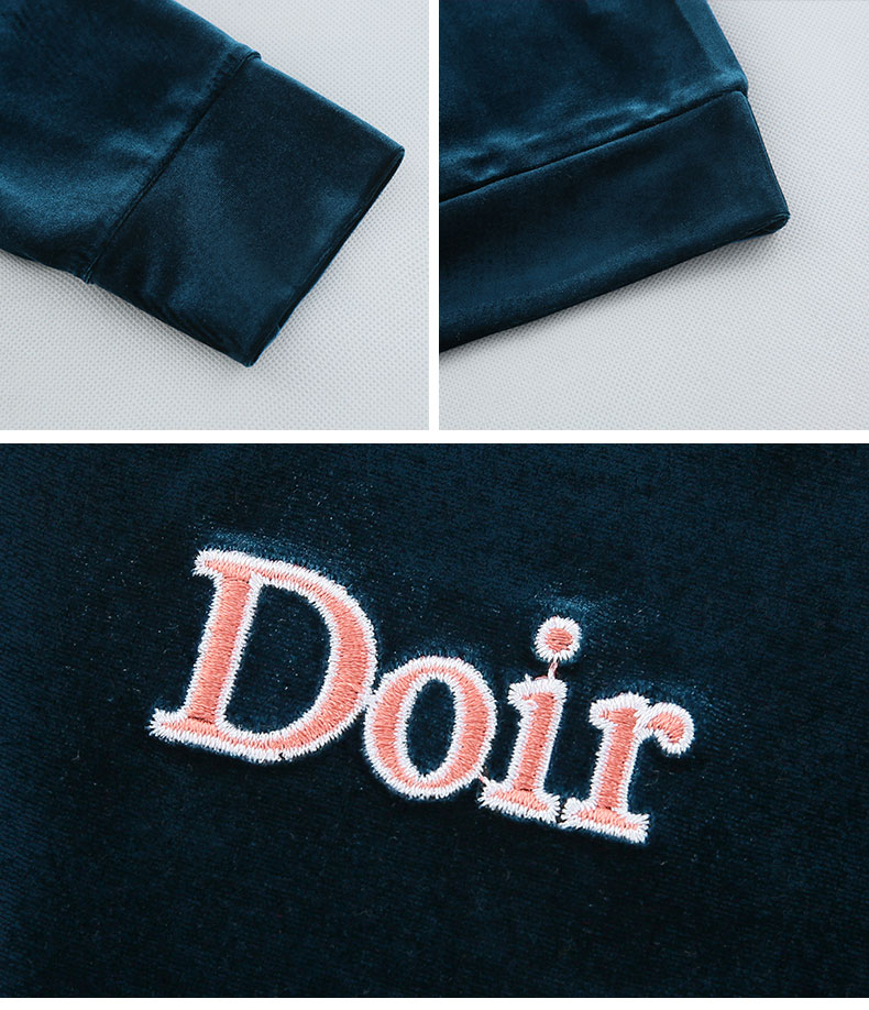 伯莎丹顿品牌女装金丝绒运动套装2020春季新款时尚休闲大码洋气v领