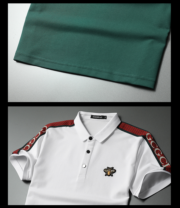 闪爆简约休闲短袖polo衫男夏装青年帅气潮牌小蜜蜂男装2022年夏季新款
