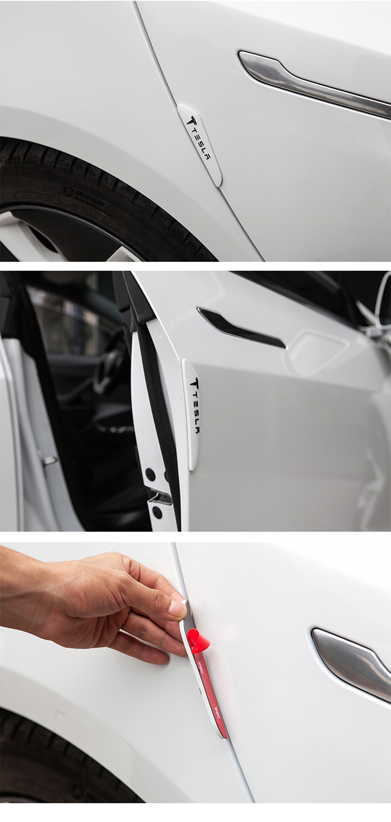 适用于tesla特斯拉model3/s/x 车门防撞条剐蹭保护条改装配件 红色