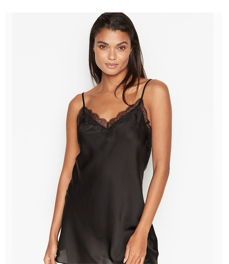 杨天真同款维密维多利亚的秘密性感蕾丝睡裙5bx0墨蓝色花朵11171280xs