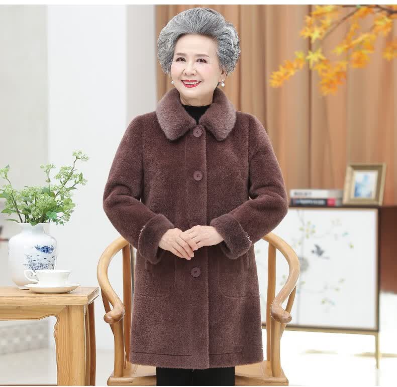 秋冬装外套女中长款70岁老太太气质大衣老人衣服妈妈冬季款崇韵定制款