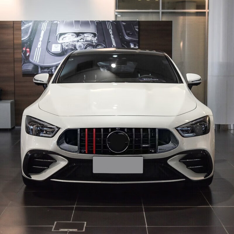 适用于奔驰amg gt巴博斯中网 gt50改装竖条中网黑红运动镜面大标 奔驰