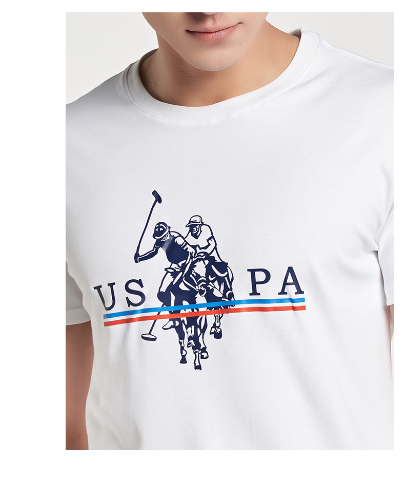 保罗polo男装夏季短袖t恤usa马球印花商务休闲运动薄款上衣纯棉圆领