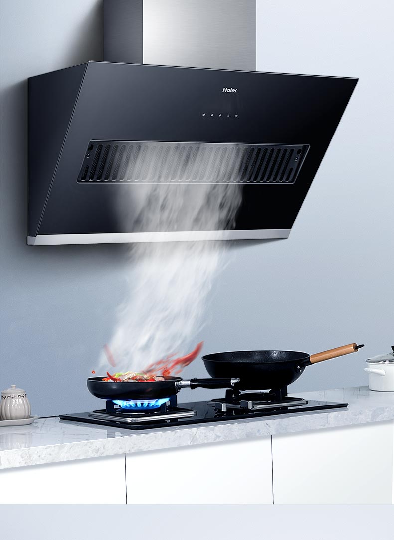 海尔(haier)油烟机侧吸式大吸力 家用厨房燃气灶抽油烟机灶具套装750