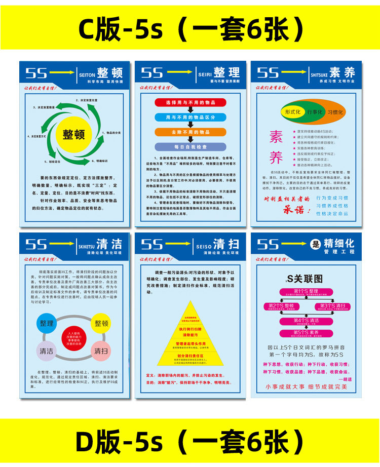 5s管理标语挂图6s工厂车间标语牌6s整理整顿7s海报展板公司办公室企业