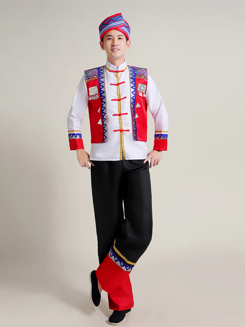 羌族服装少数民族服装男士苗族畲族羌族瑶侗族舞蹈服土家族彝族壮族