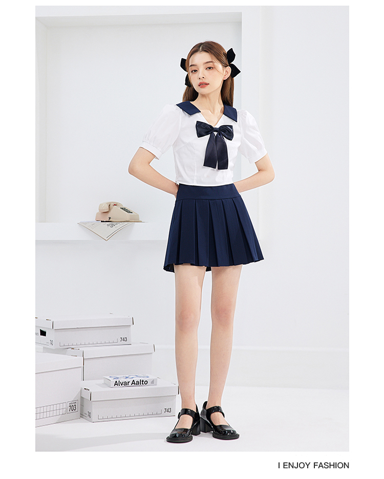 ief/爱依服甜美套装裙2022夏季新款学院风jk制服减龄设计感两件套2d