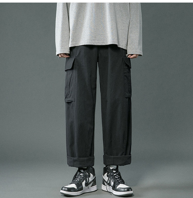 啄木鸟男装秋冬季裤子潮直筒宽松新款工装裤加绒休闲港风男士冬装百搭