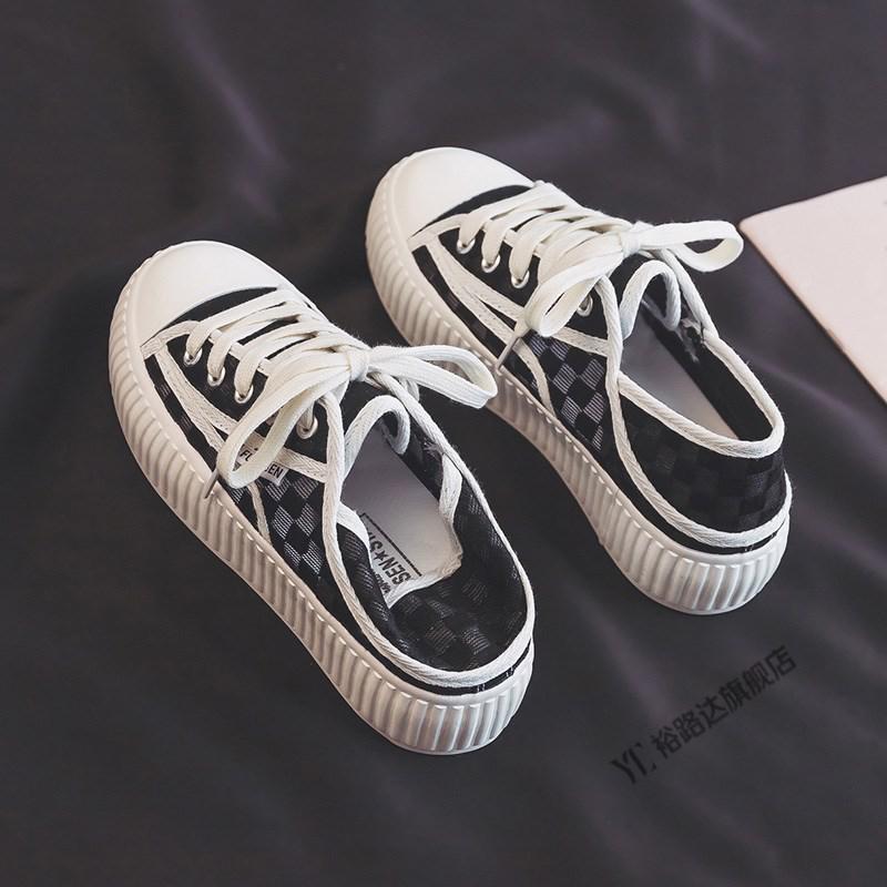 yobn优步网面踩屎感帆布鞋女2022夏季新款学生跑步板鞋透气街拍鞋抖音