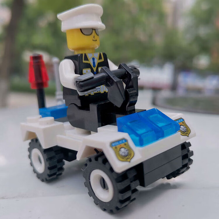 樂高(lego)拼插積木警察局警察專用摩托車巡邏車警車直升機 警察摩托