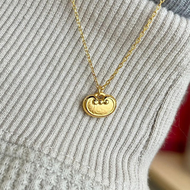 欧颜999足金祥云元宝黄金项链女时尚金小元宝吊坠女三八女王节礼物送