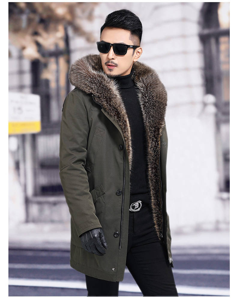 同款2019派克服男冬季新款貂皮外套派克王水貂青根貂皮毛一体皮草大衣