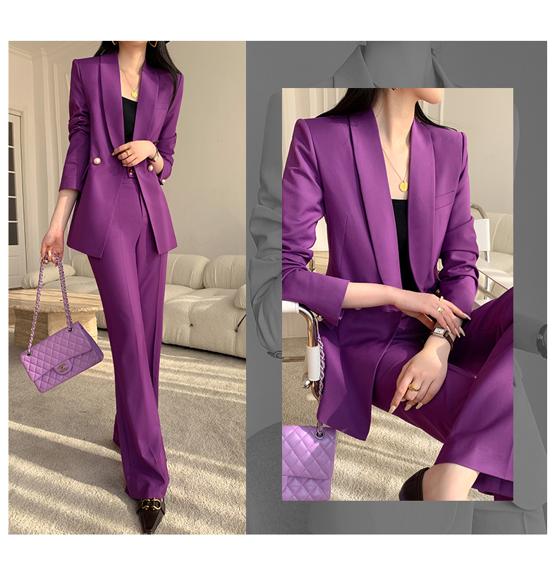 sgirl紫色西装套装女感2022新款英伦风气质职业正装休闲西服春紫色