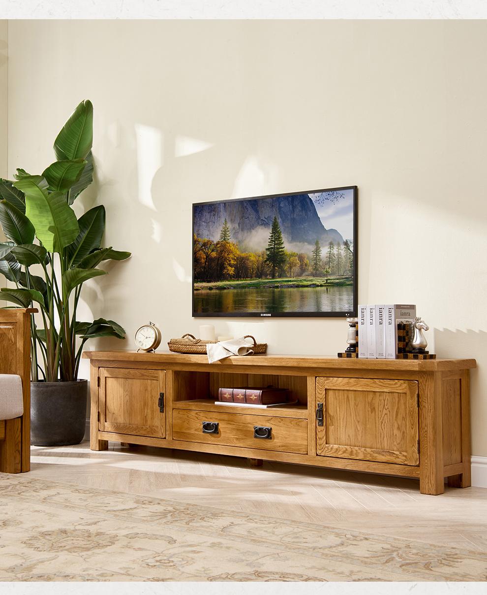 华谊 电视柜 实木电视柜带抽屉组合 储物柜北欧简约现代进口橡木地柜