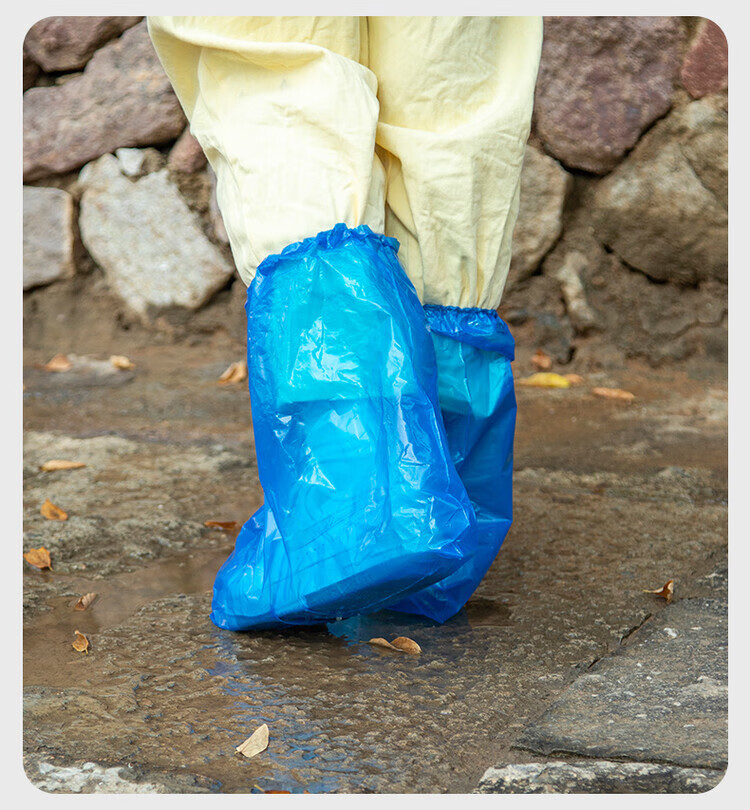 一次性雨鞋套防滑防水儿童加厚耐磨雨天鞋套儿童中筒防雨蓝色户外鞋套外穿中筒脚套防雨 儿童中筒【蓝色】10只 均码详情图片31