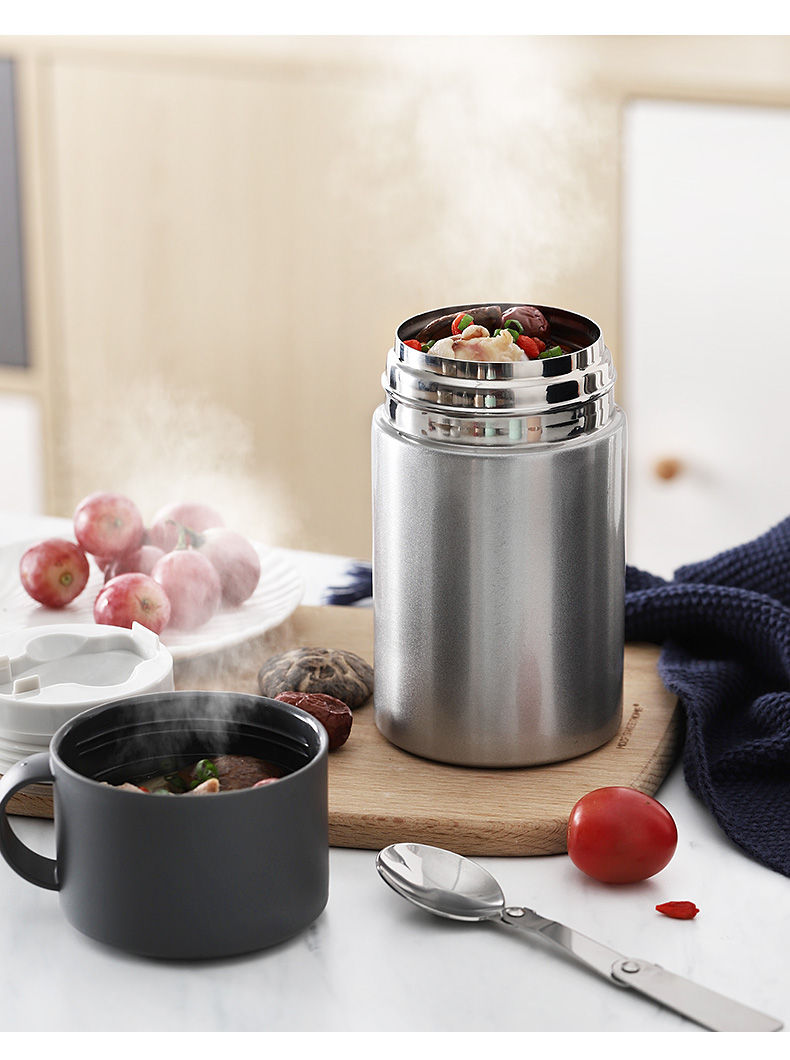 焖烧杯小型汤壶女焖粥保温桶饭盒便携1人装汤早餐粥杯焖烧壶汤杯 香槟