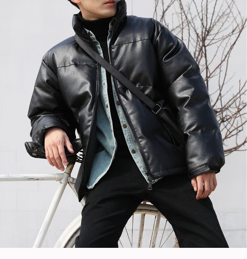 动感北面皮质新国标羽绒服男羽绒立领冬季外套加厚面包服韩版潮流宽松