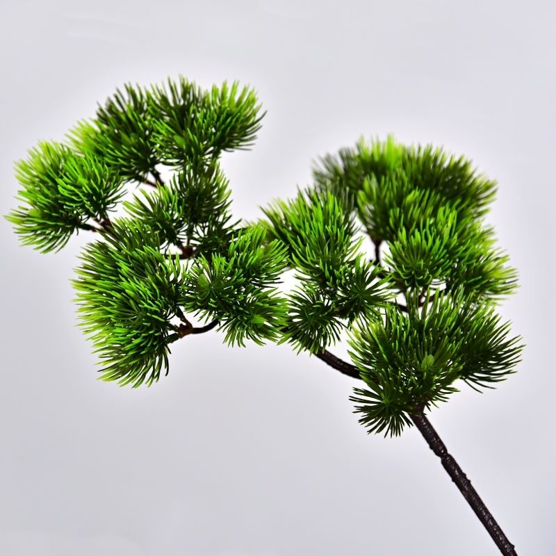 仿真松枝迎客松叶假松针崖柏家居装饰中式造景塑料花美人松批发仿真
