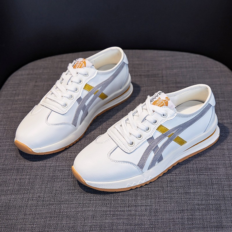 法国梦时力牛皮百搭休闲鞋白蓝38