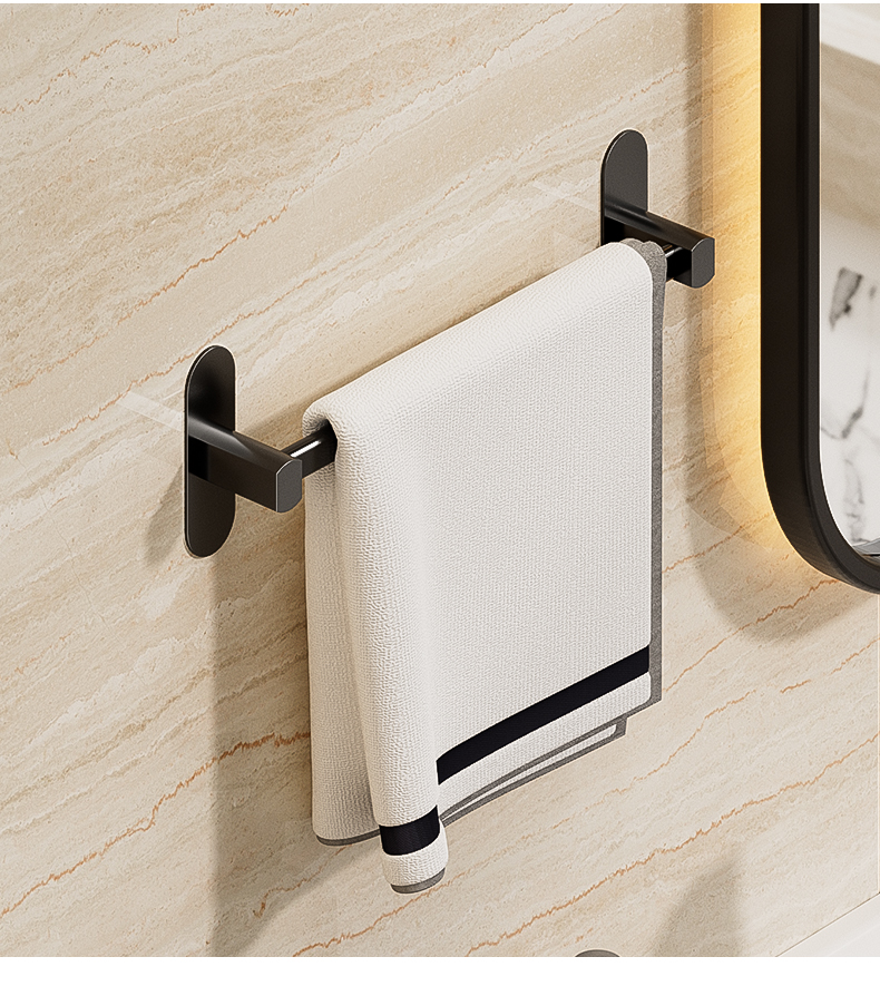 摩尚毛巾架子免打孔卫生间壁挂浴室毛巾单杆置物架厕所洗手间收纳挂架