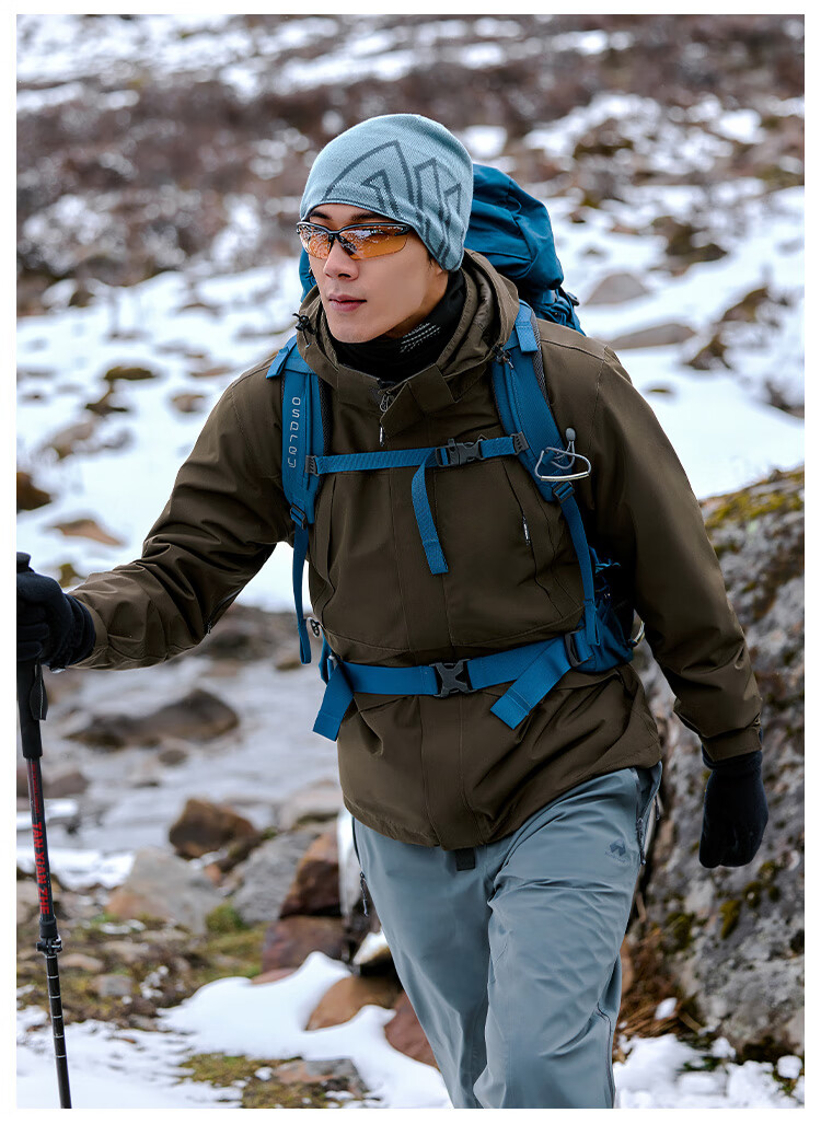 拓路者（Pioneer Camp）硬夹克中年男士登山冬季壳冲锋衣男户外防风防雨外套春秋款男士登山服中年夹克冬季保暖 黑色-单冲腋下拉链款 L详情图片25