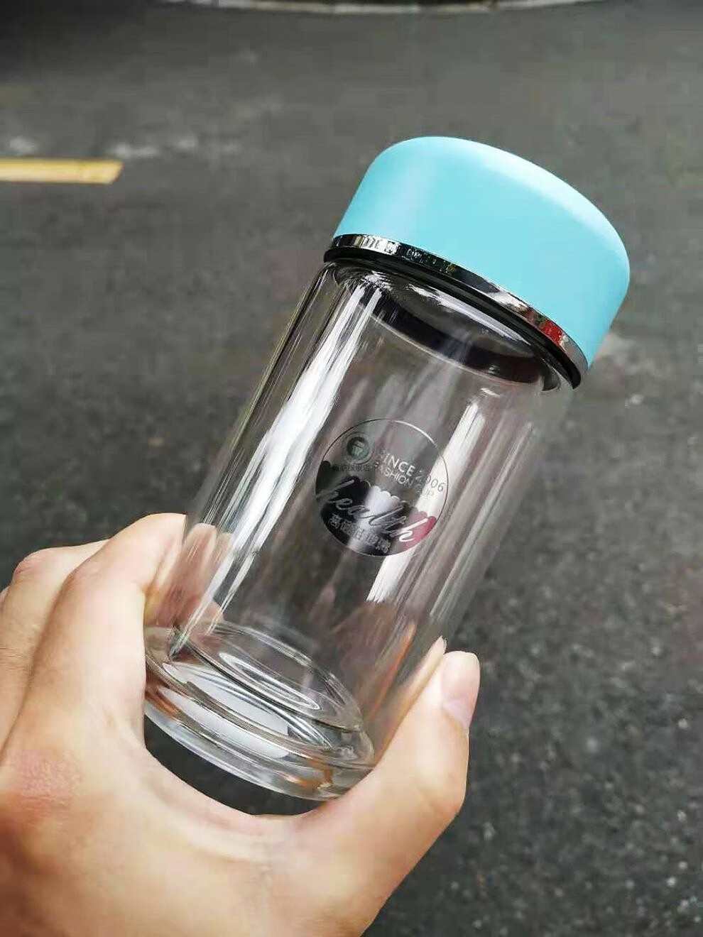 亚泰水晶贵族双层玻璃杯女士便携迷你小水杯个性杯子办公室泡茶杯