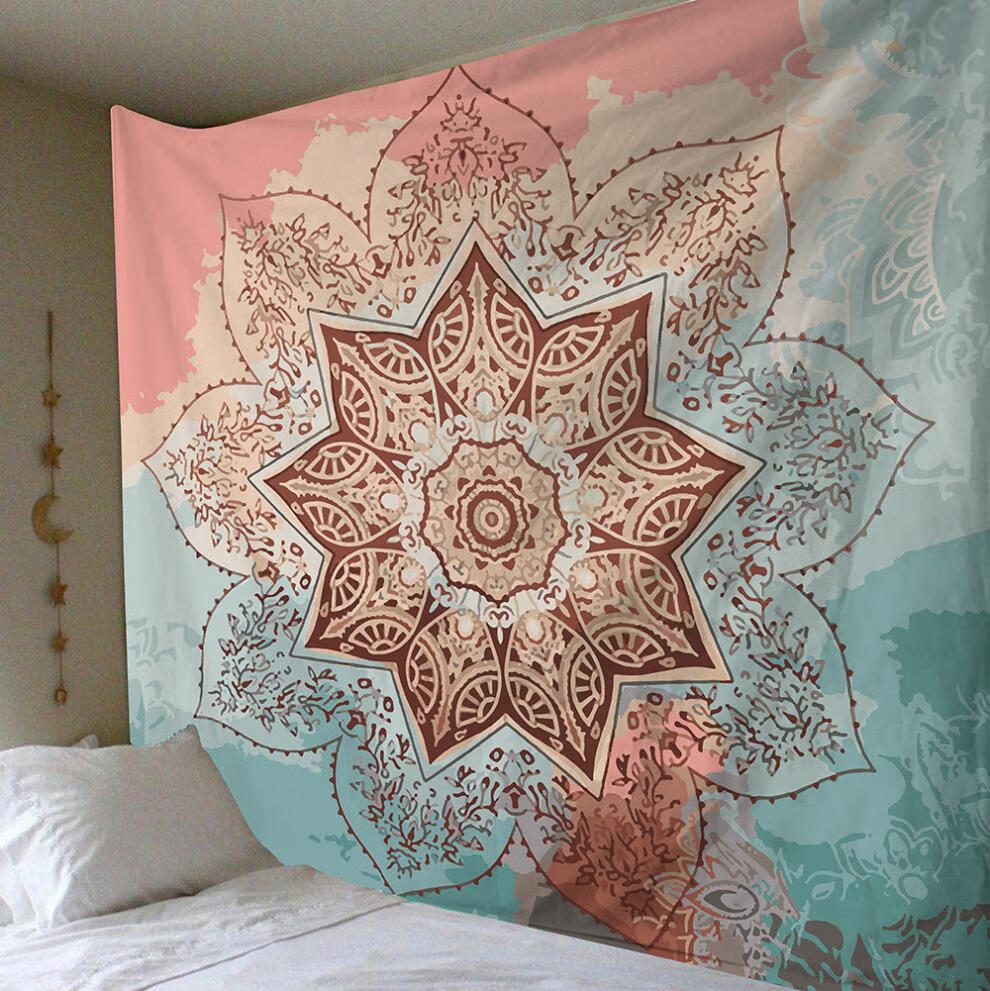 澜布坊粉色曼陀罗挂毯印度壁挂装饰民族风家居波西米亚挂布墙毯21150x