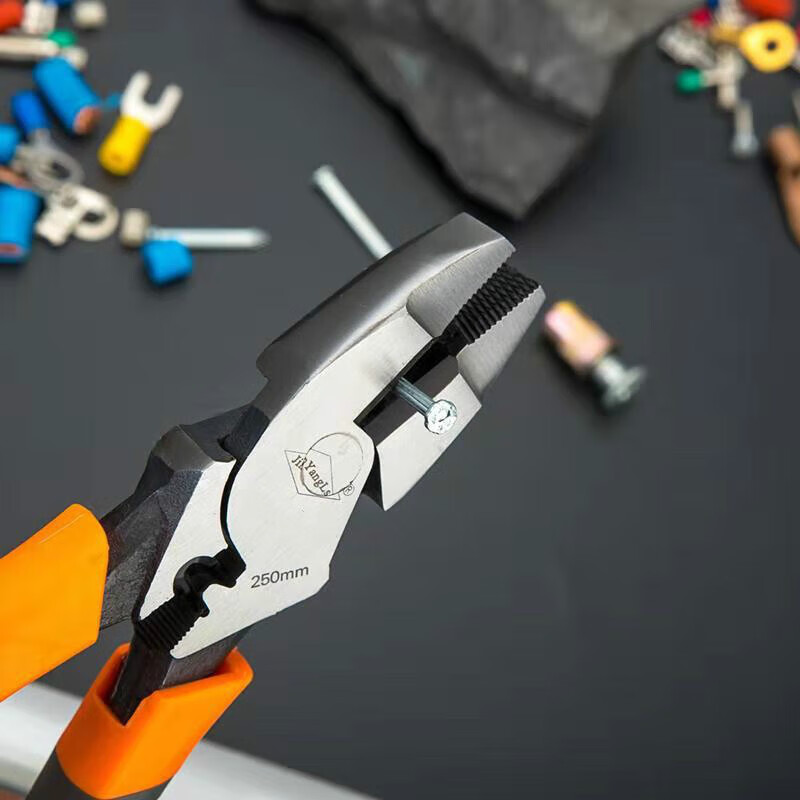 10寸强力偏芯钢丝钳定制电工用剪皮线钢丝绳省力大号老虎钳 10强力