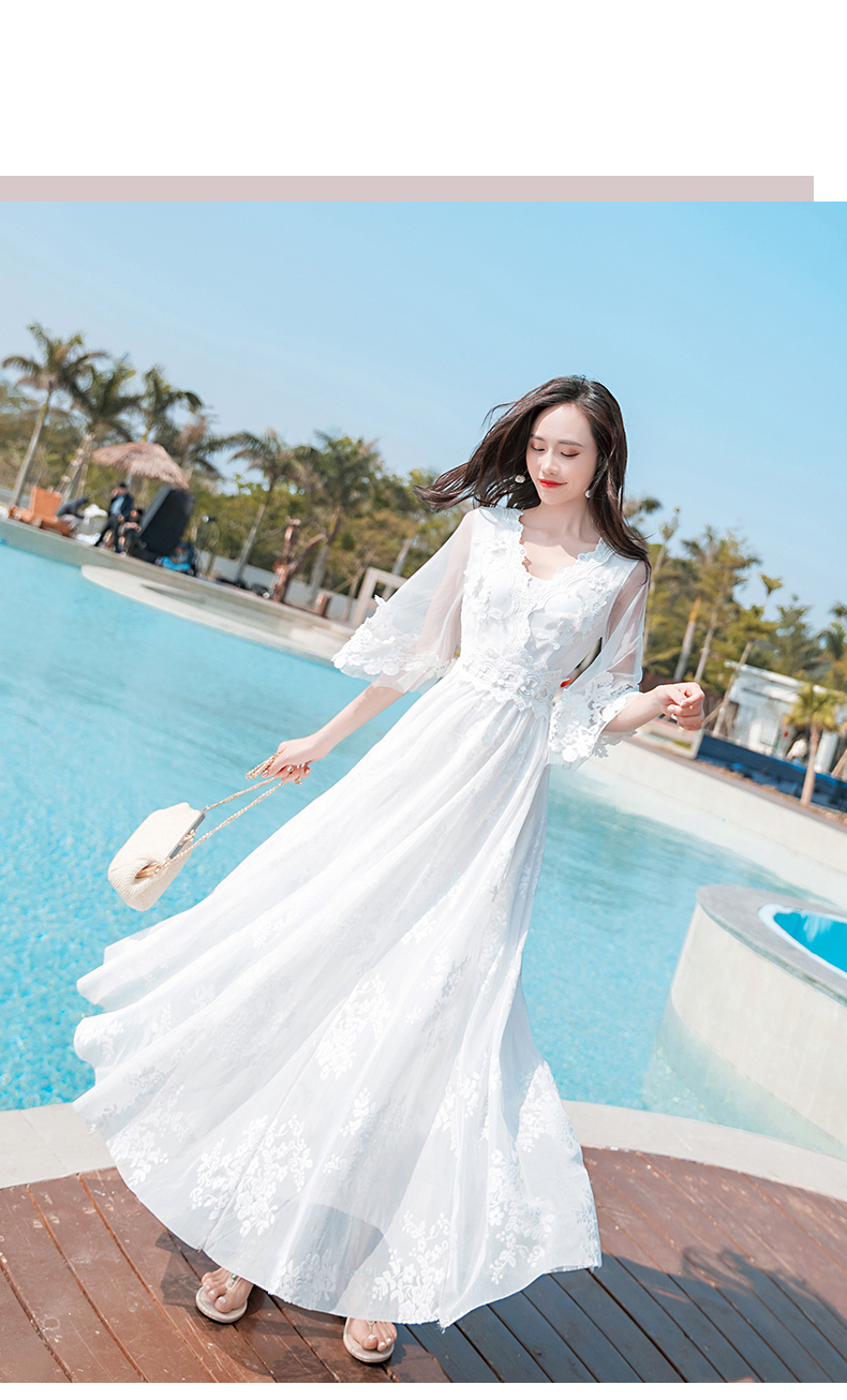 naelk港风潮牌2020夏季网纱连衣裙很仙的小众裙仙女裙甜美蕾丝长裙