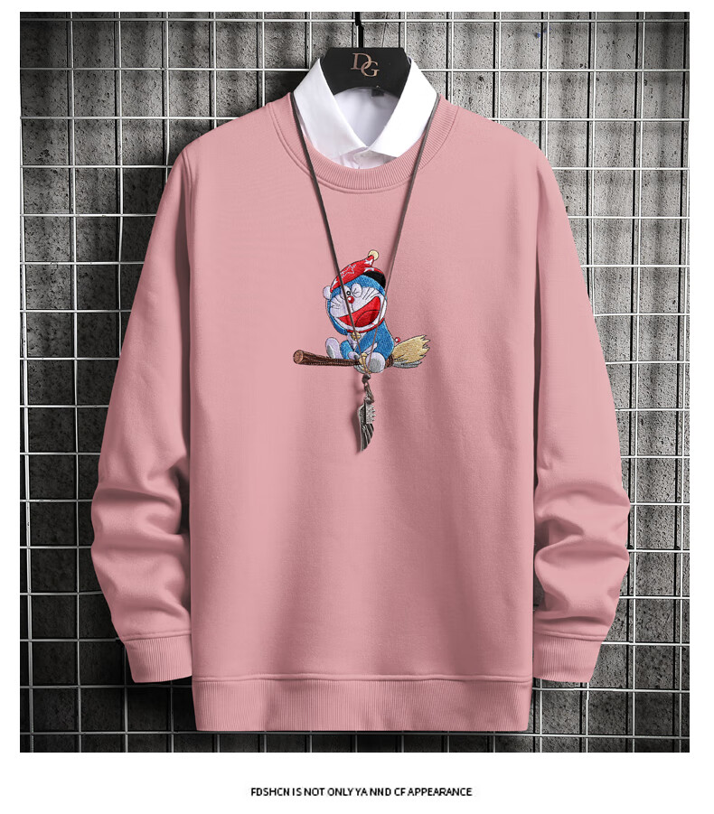 秋季男哆啦a梦卫衣粉色春刺绣卡通动漫叮当猫ins潮学生外套 a465-7777