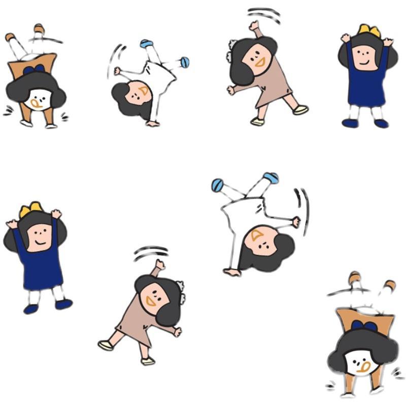 可爱女孩翻跟头动漫装饰车身汽车贴纸电动车摩托车遮挡划痕贴纸画随机