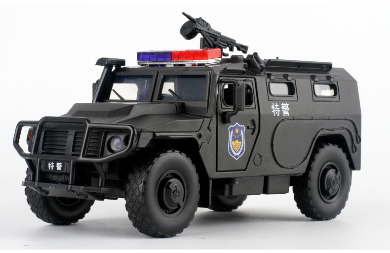 大号金属132防暴车虎式装甲车声光特警合金警车男孩汽车模型玩具