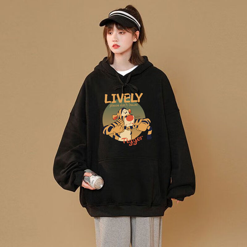 森马旗舰官方店高中生女生原宿bf风卫衣女加绒加厚oversize宽松连帽