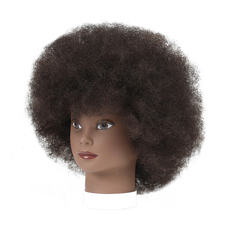 天使丝丝 假发头模黑皮肤假人 头爆炸头头模 短卷发脏辫齐刘海爆炸头