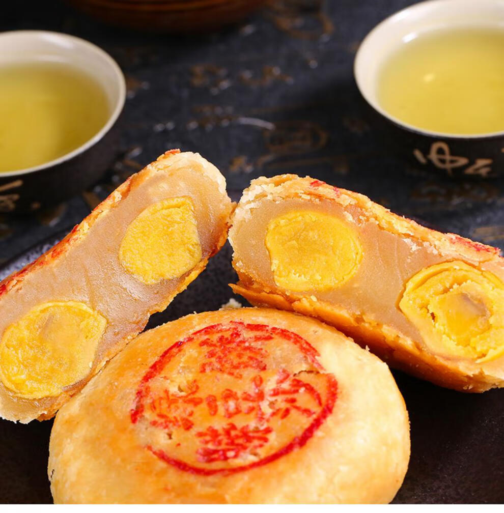 潮汕捞饼蛋黄月饼 乌豆沙 中秋潮式手工酥皮月饼广东零食潮州特产