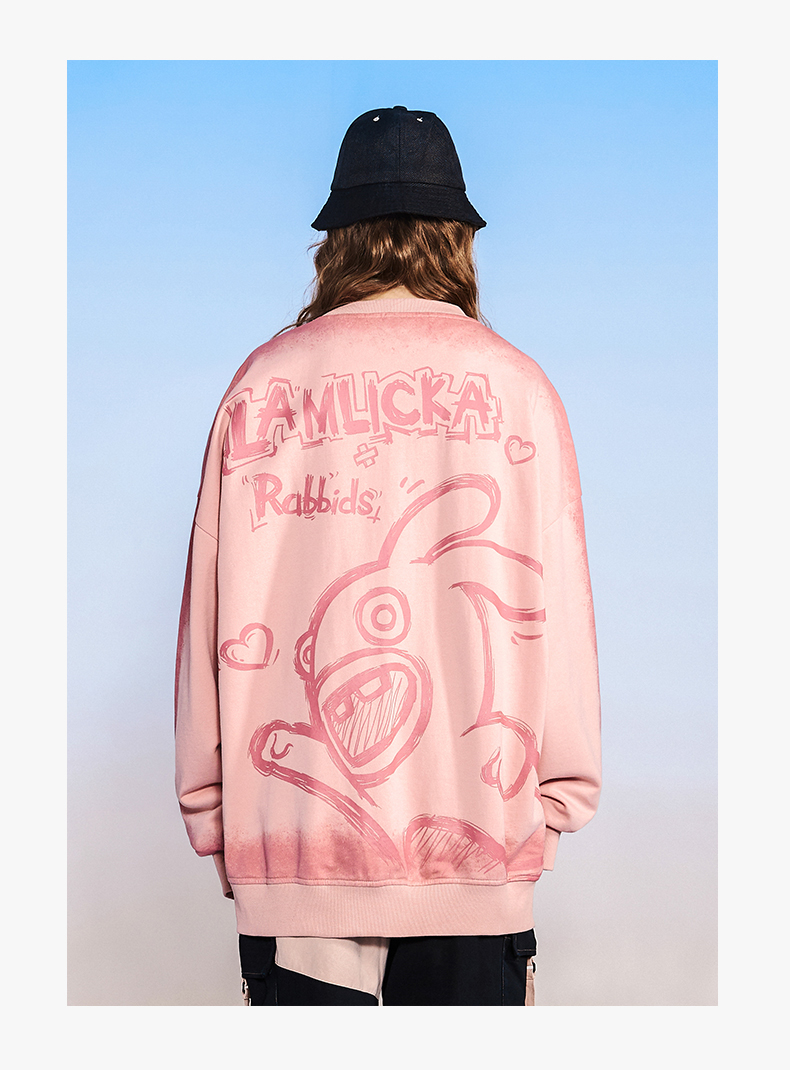 天龙致尊denonsupreme卫衣男女潮牌2021秋季疯狂兔子联名款手绘扎染