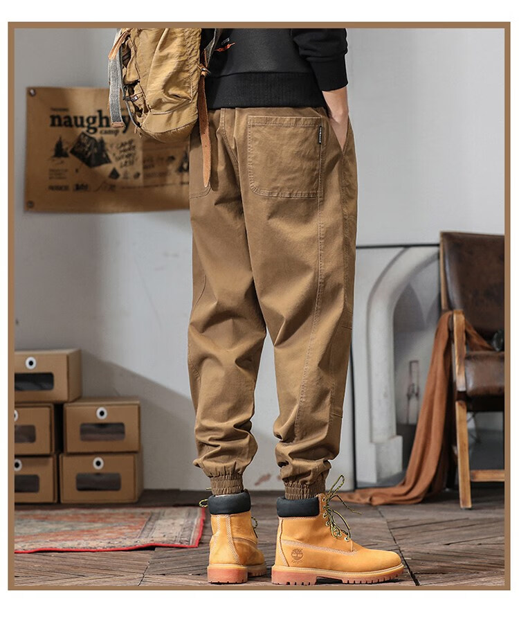 阿玛瑟尼适合搭配马丁靴的裤子男冬季搭黄色靴子卡其色工装裤男束脚