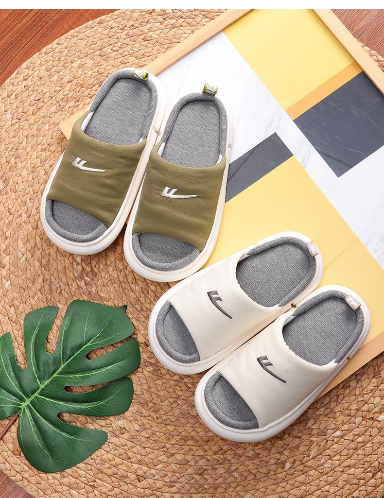 回力warrior棉麻拖鞋春秋亚麻拖鞋居家四季家用室内吸汗防滑布艺拖鞋