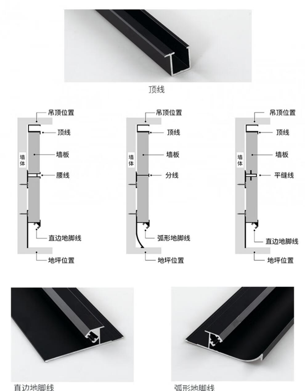 智脉9mm18厘铝合金工字型材阳角金属收口条木饰面装饰条护墙板收边条9