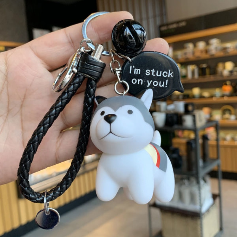 钥匙扣挂件创意钥匙扣可爱阿拉斯加犬雪橇犬狗狗挂件汽车钥匙链圈背包