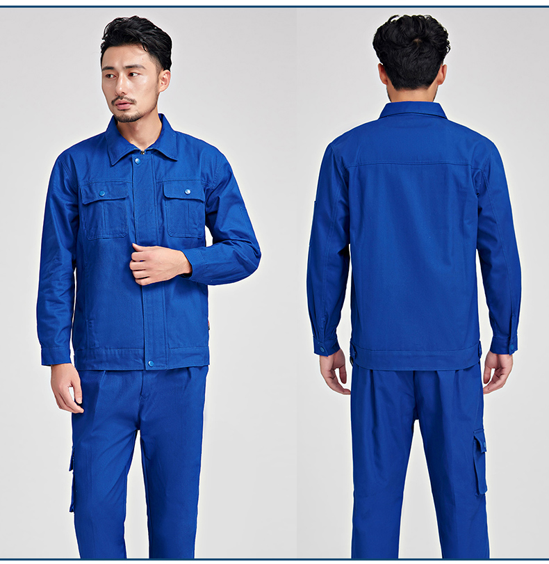 纯棉工作服套装男长袖春秋电力双层加厚耐磨国家电网全棉劳保服宝蓝色
