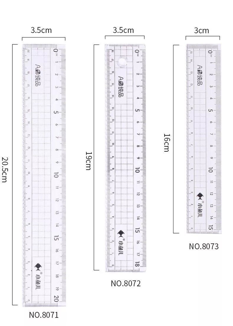 4，10把裝18cm塑料直尺帶波浪線15cm格尺學生兒童透明學習文具卡通創 【洞洞尺】18厘米/10支