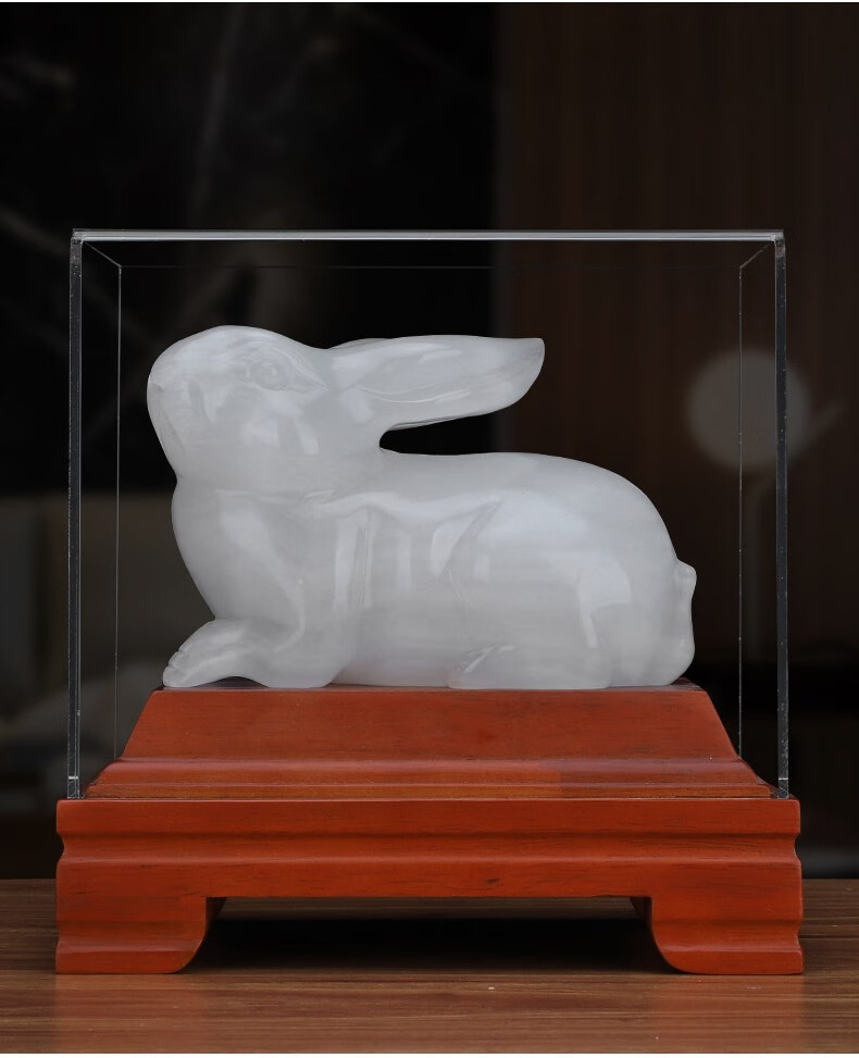 韩美雅(hanmeiya)玉兔摆件天然玉石兔家具装饰柜摆设十二生肖兔子生日