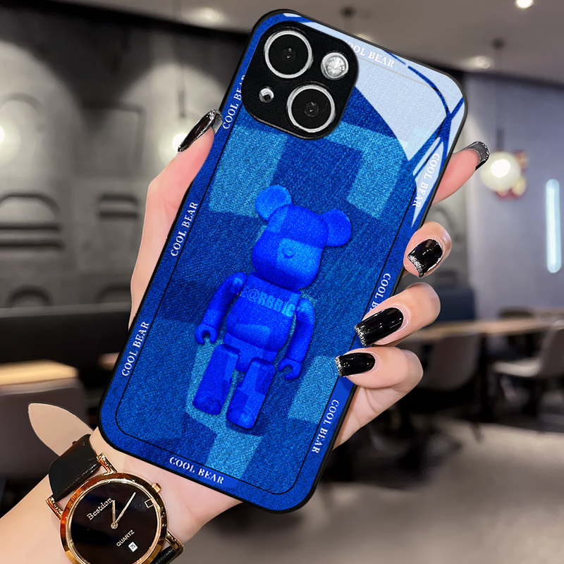 qadjg克莱因蓝印花熊苹果13手机壳款iphone12pro个性创意11promax情侣