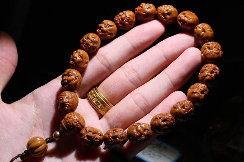 天然紫金招财鼠十八罗汉手持手工雕刻单面高抛男女款佛珠念珠图片色13