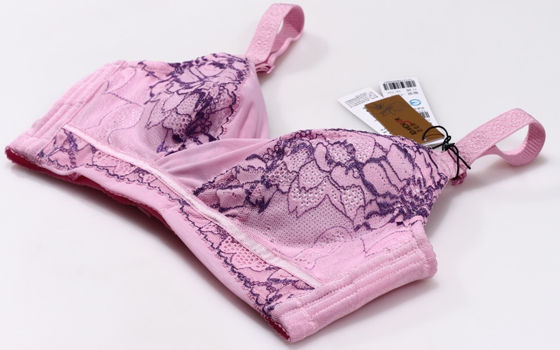 若曼莎8903款无钢圈内衣f杯大码文胸健康透气速干孕妇哺乳 黑色 粉色